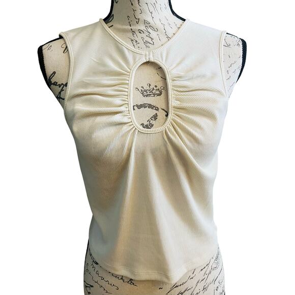 NWT Pretty Garbage Chandon Keyhole Tank Eggnog LARGE - Reg $39 - Picture 1 of 7